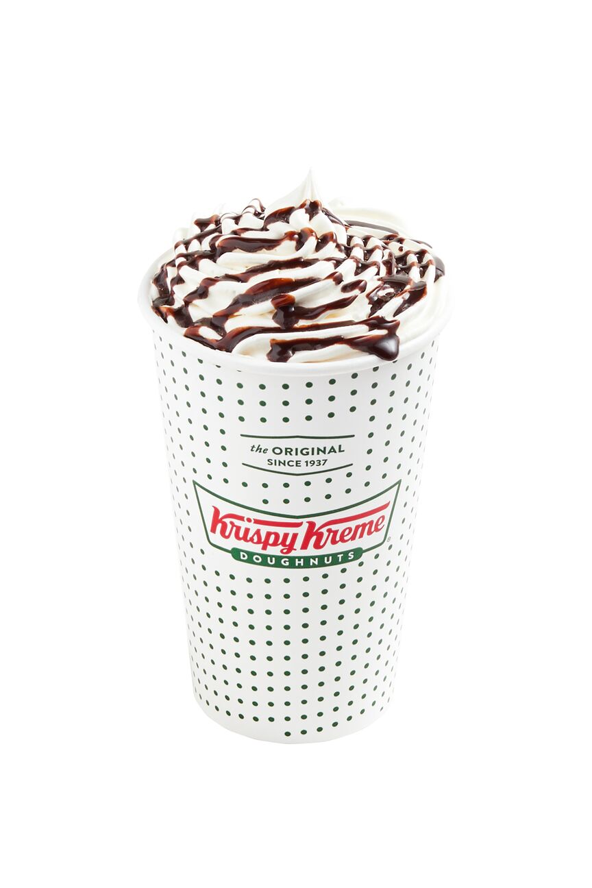 Frappé de Krispy Kreme con crema batida y sirope de chocolate