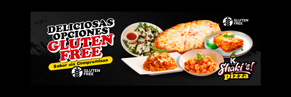 Ensalada, pizza, espaguetis, gnocchi y lasaña de la línea gluten free de Shaki's pizza