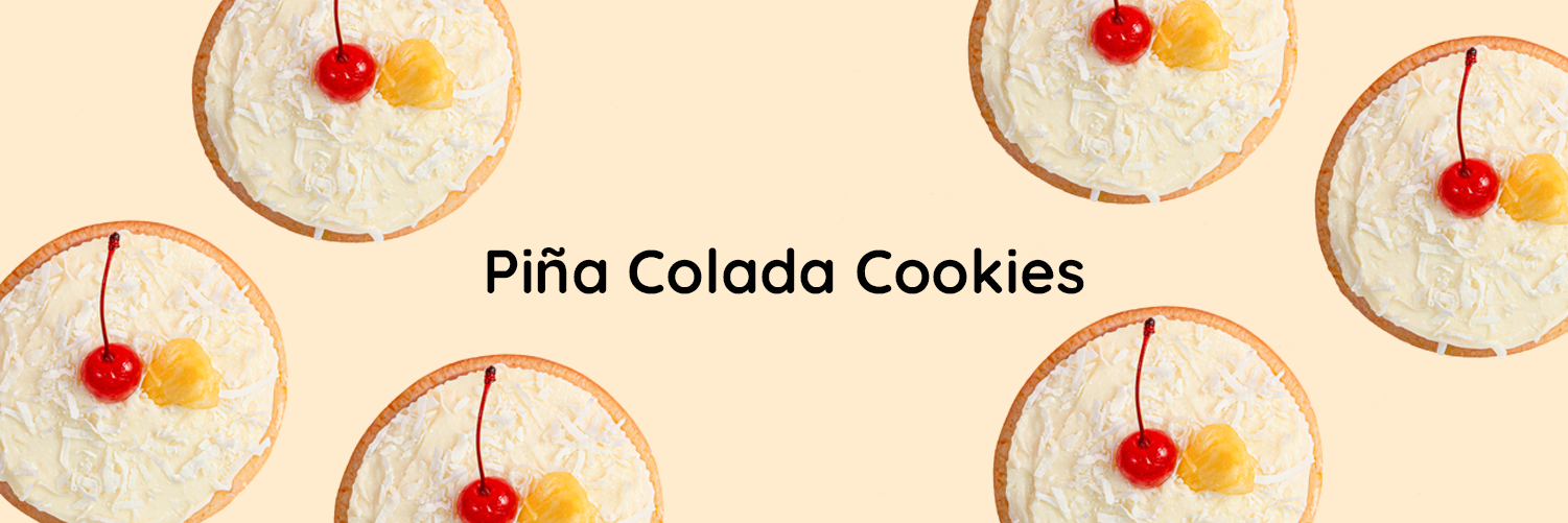 Galletas Piña Colada con coco rallado, cereza y piña