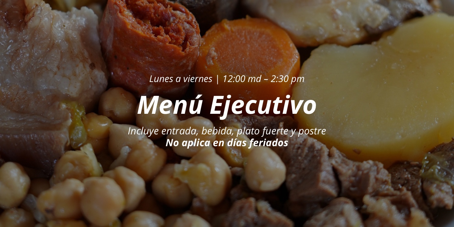 Cocido español con garbanzos, zanahoria y papa, imagen del Menú Ejecutivo