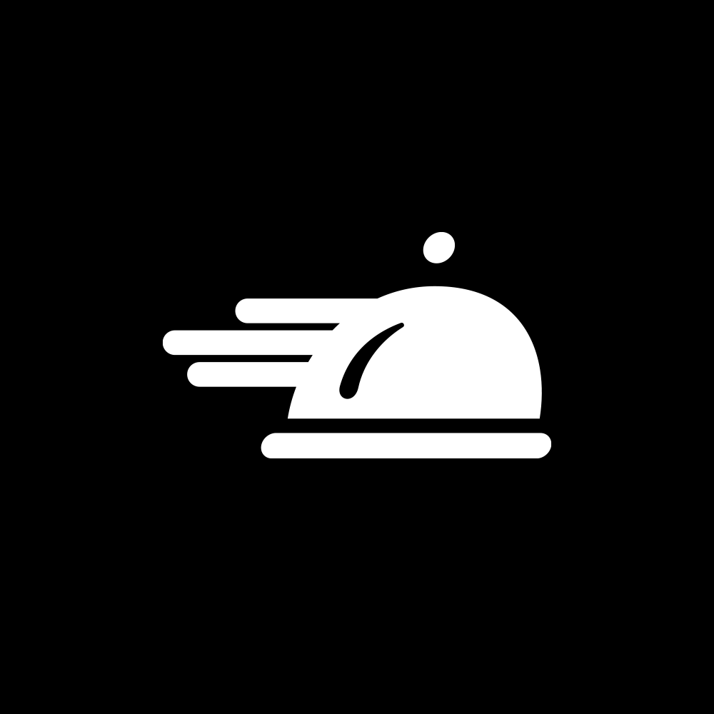 Logo de Food Korp: campana de servicio con líneas de velocidad