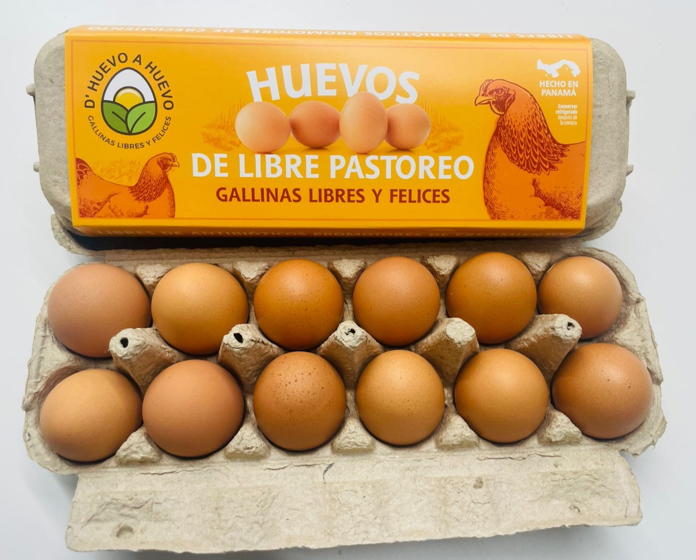 Cartón de huevos de libre pastoreo